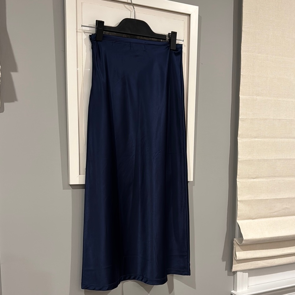 Elevated Navy Satin Women's Skirt - Lioness, XS - Picture 4 of 5